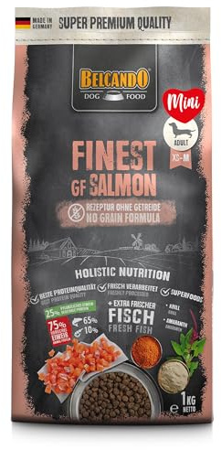 Belcando Finest GF Salmon [1 kg] Cibo per Cani Senza Cereali | Secco per Taglia Media o Piccola | Alimento Completo per Almeno 1 Anno