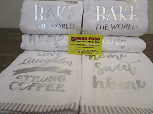 Pago Poco Novita!!!! Strofinacci in Spugna di Cotone 100% COUNTRI Stampati in Lurex Pezzi 6 Mis.50x70cm.con Passante Facile da Appendere !!!!