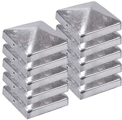 h2i Lot de 10 capuchons pour poteaux de clôture galvanisés, dimensions : 71 mm/91 mm/96 mm/101 mm/111 mm/121 mm (101 x 101 mm)