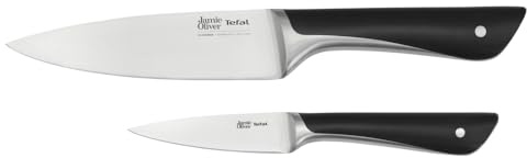 Tefal Jamie Oliver 2-Piece Kitchen Knife Set – German Stainless Steel, Durable Sharp Blades, Comfortable Handles, Black – K267S255