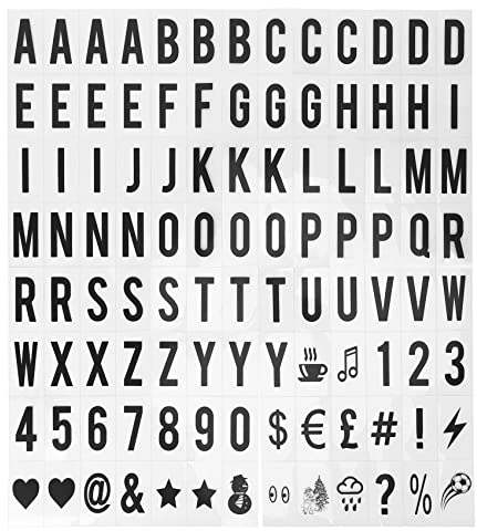Peukerty 104 piezas de letras y números de repuesto para caja de luz cinematográfica, color negro, para buzón de mensajes A4, 65,4 x 35 mm (caja de luz LED no incluida) (Color: negro)