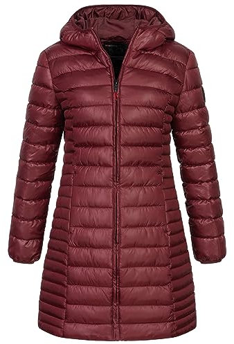 Geographical Norway Damen Winter Jacke Steppjacke Parka Lange gesteppt Wasserabweisend Mantel Steppmantel, Farbe:Bordeaux, Größe:M 38