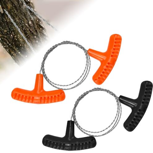 VCRANONR 2 Stück Seilsäge, 76CM Stahldrahtsäge, Handkettensäge um Holz und Kunststoff, Tragbare Taschensäge, Baum Schneidedraht, Drahtsäge Edelstahl, Campingsäge für Outdoor Gartenarbeit Wandern