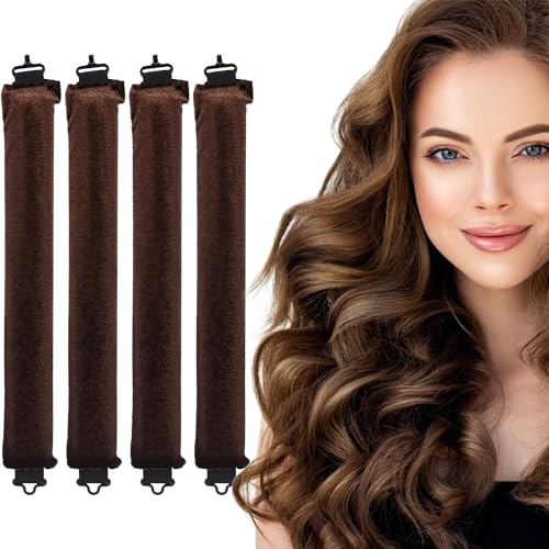 Toaren 4 Pezzi Bigodino Lungo per Boccoli,Ricci Senza Calore Heatless Hair Curler Ferro Arricciacapelli Senza Calore Set di Acconciature Fai da te per Capelli Bigodini Heatless per Tutti Tipi Capelli