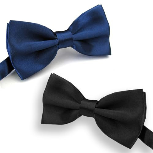 TEOZBLU 2 Pièces NœUd Papillon Avec Crochet - DéJà Lié Et RéGlable, Couleur Unie Noeud Papillon Pour Noeud Papillon Pour Enfants Et Hommes Pour Mariage FêTe