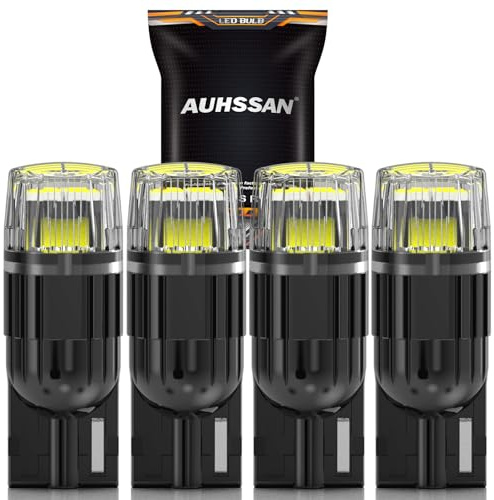 AUHSSAN Lampadine T10 W5W LED Canbus, 194 168 LED Auto Interni, Super Bright 6000K Bianco, 2835 Chipsets 12-24V per lo Luci Posizione LED, Luci Interne Auto Led, Luci Targa, Cortesia Luce (4Pezzi)