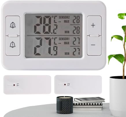 Termometro Senza Fili per Frigorifero - Sensore Di Temperatura Senza Fili Per Frigo O Freezer,Strumento Di Misura Con Allarme Per Casa Ufficio Dormitorio E Uso Esterno