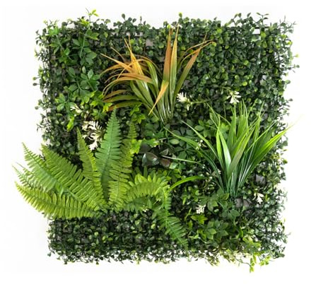 MOHOME Siepe Artificiale Interno Esterno Premium Quality 4 Pannelli 50x50 cm 1 mq2 Erba Effetto Naturale Parete Foglie Realistica Sintetica