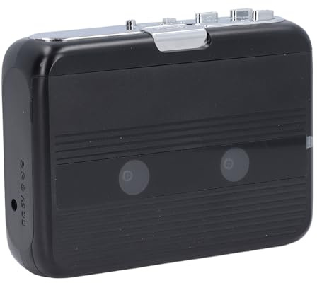 Huairdum Bluetooth-kassettspelare, Bärbar Kassettbandspelare med 3,5 Mm-uttag, Hörlurar, Autoreversering och Bluetooth-utgång, Idealisk för Bandlyssning (Svart)
