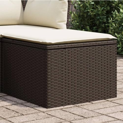Zentexion Taburete de jardín con bolsa impermeable y material acolchado marrón, 55 x 55 x 37 cm, ratán sintético, estable, resistente a la intemperie, plegable, ahorra espacio, para terraza, balcón