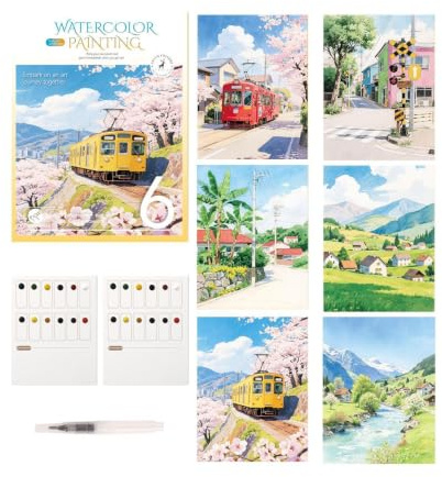Akvarellfärgset för vuxna 12 Färger Bärbar Arbetsbok | Vuxna konstmaterial För nybörjare, bil, högskola, , skrivbord, , mural, utomhus, keramik, skola, skiss, studio, resa