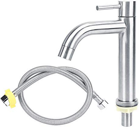 Acero inoxidable duradero Superficie cepillada Lavabo Grifo de agua Cuarto de baño Grifo de agua fría Base gruesa