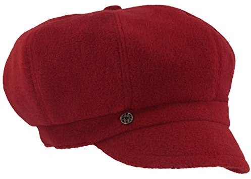 LOEVENICH Damen Winter-Ballonmütze |Schirmmütze | Winter-Mütze aus warmen Polar Soft Fleece – Knautschbar mit Gummizug (One Size, Dark Red)