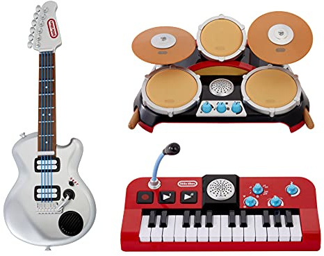 Little Tikes My Real Jam First Concert Set - Electric Guitar, Drums, and Keyboard with Cases - 4 Play Modes, Volume Control, Bluetooth Connectivity - Encourages Imaginative Play - For Kids Ages 3plus