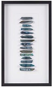 INK+IVY Cerulean Stones Wall Décor Natural Agate, Glass Framed Art for Living Room Entryway Home Accent, Ready to Hang Bedroom Decoration, 13.78 W x 23.62 H, Blue