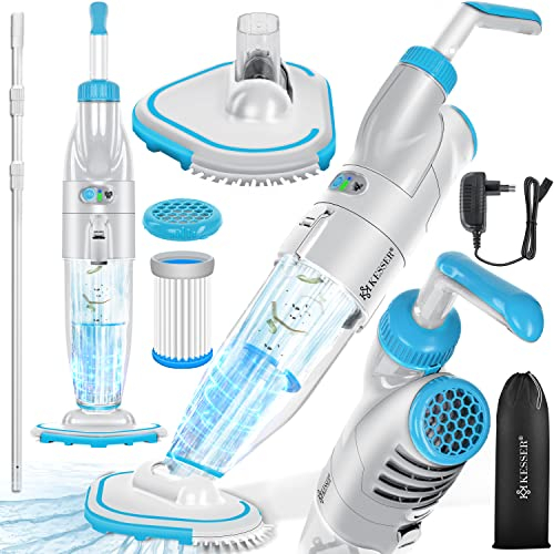 KESSER® Poolsauger mit Akku | elektrisch Pool Bodensauger Mit Teleskopstange 3,6m | Poolreiniger mit Filter & 2-Geschwindigkeits-System | Handsauger Reinigungsset kabellos bis zu 15m³ + Cover, Blau