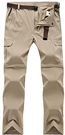 G&F Pantalones Senderismo Mujeres Zip Off Secado Rápido Pantalón Trekking Escalada Correr Montar Caminar (Color : Khaki, Size : L)