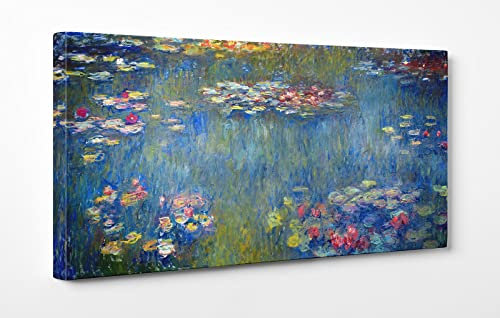 ShopArt - Quadro Effetto Pennellate - Claude Monet Il Bacino delle Ninfee - Stampa Fine Art su tela Canvas Alta Definizione Pronto da Appendere (cm 50 x 100)