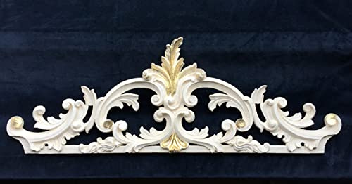 Generisk väggdekoration vit-guld väggrelief barock 77 x 26 väggdekoration antik dörrdekoration/båge väggbild vit guld dekoration dörrbåge väggskulptur tillbehör väggobjekt C1521 (vit-guld)