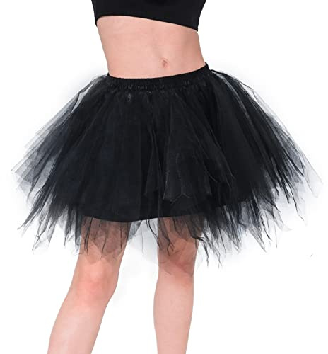 Homipooty Black Tutu Skirts for Women Adult Tutu Dance Ballet Skirts Petticoat Tulle Skirt Party 80s Fancy Dress Halloween Costumes