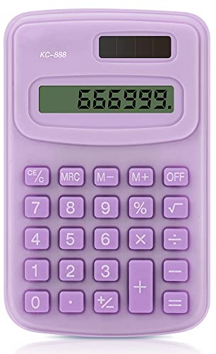lohey Pocket Calculator, 8-Digit Basic Calculators Desktop Solar Battery Mini Desk Calculator for Office, Home, School, Purple