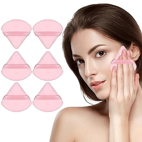 Irikdescia® 6 Stück Foundation-Schwämmchen, Herzförmiges Puderquasten-Set für Makellose, für Fixieren, Konturieren und unter den Augen. Weich, Waschbar und Spart Puder(Rosa)