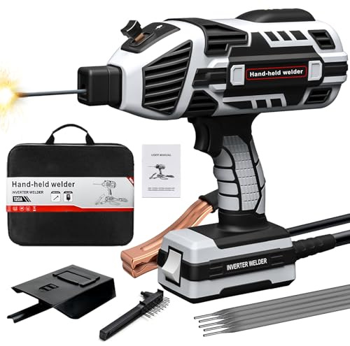 YesRight Welding Machine Handheld 110V 120Amp Portable ARC Welder Gun Hand Held Welder Machine with IGBT Inverter 5 Variable Current Adjustment for 1/16''-1/8'' Welding Rods