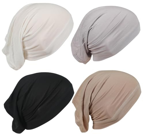 Weduspaty 4 pezzi hijab undercap berretto hijab in cotone traspirante con trazzina elastica tie morbido a colore leggero hijab morbido hijab undercarf per donne
