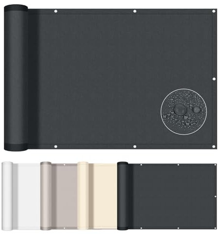 AXT SHADE Balkon Sichtschutz Wetterfest 85x600cm Balkonverkleidung Balkonabdeckung Balkonbespannung Blickdichte UV-Schutz und Windschutz mit Kabelbinder für Balkongeländer-Anthrazit