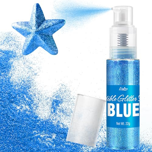 Edible Glitter Spray - 22g Edible Luster Dust Metallic Food Grade Glitter for Drinks, Cake Decorating, Baking - Edible Food Colouring Powder Shimmer Glitter for Cocktail, Icing, Candy (Blue)
