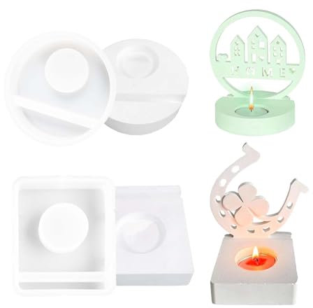 SVOCK Silikonform Kerzenhalter Runde Quadrat, 2 Stück Gießformen, Weihnachten Gips Gießformen Für Einschieber