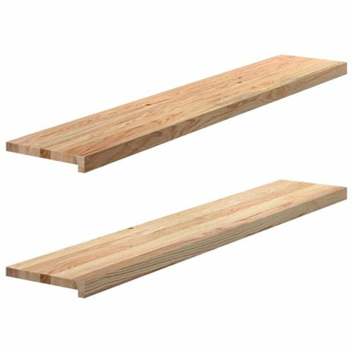 vidaXL Fensterbänke 2 Stk. Unbehandelt 140x25x2 cm Massivholz Eiche, Fensterbrett, Holz Treppenstufe, Holz Fensterbrett, Fensterbank Eichenholz