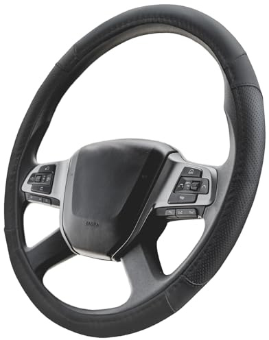 Upgrade4cars Rattskydd 44-46 cm för Universal Lastbil Svart i Faux Läder | Rattskydd för Furgon | Bilinredningstillbehör