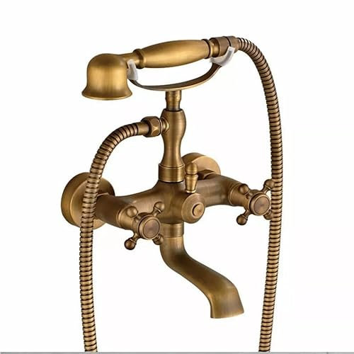 Kran tvåhandtag kök tvättställ blandare mässing pip dubbel spak med 3/8 tum standardkontakt, retro kran badrum tvättställ kran dubbelspak kran för kök badrum tvättställ