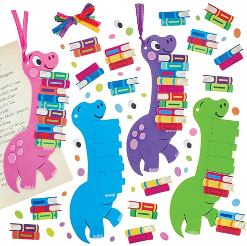 Baker Ross FN368 Dinosaurier-Lesezeichen-Sets - 6er-Pack, Lesezeichen für Kinder, Basteln zum Welttag des Buches