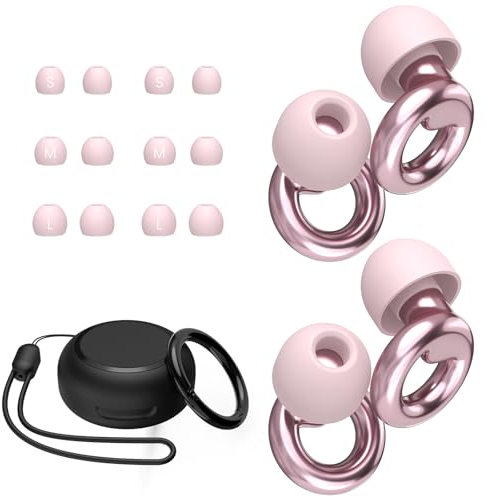 JUSTRVN Ear Plugs for Sleeping,2 Pairs of Stylish Reusable Noise Reduction Earplugs with 8 Pairs Tips & case,Hearing Protection Earplugs for Concert,Travel,Work,Live Events - 25dB-30dB