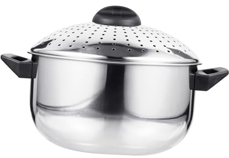 DOITOOL Olla para Pasta de Acero Inoxidable con Tapa Coladora Segura Práctica para Cocinar Fideos Sopas y Gachas con Mango Ergonómico y Diseño Antivértido