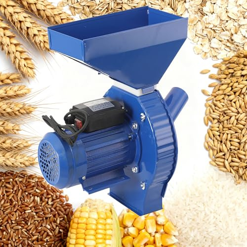 CDZHLTG Moulin à Graines Électrique 1100W, 240kg/h, 4 Grilles de Broyage | Broyage efficace des céréales et épi de Maï, moulin pour moudre le blé, l'avoine, le maïs, le riz, le millet, etc.