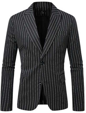 Gdqzzeaiix Blazer Hommes,Veste de Costume décontractée à Rayures pour Hommes 2025