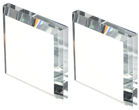 PATIKIL 2 Pcs Clear Glass Paperweight, 1.97 x 1.97 x 0.39 Inch Clear Paperweight Decorative for Home Decoration Reading Photography Daily Office Gifts, Clear(Square)