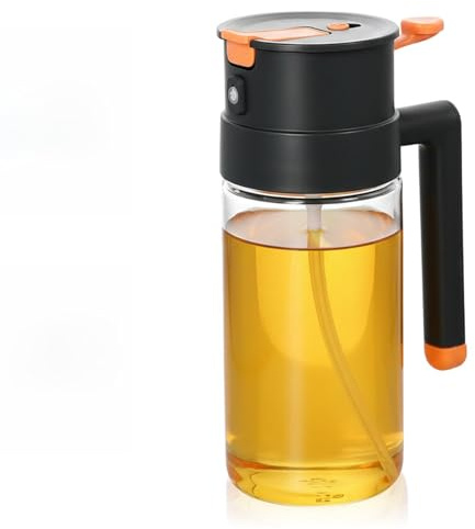 Astralong Oljespruta för matolja, 650 ml oljespray för matlagning, oljesprejflaska, 2-i-1-spray- och hällfunktion, påfyllningsbar olja, sprayflaska för matlagning, grillning (svart)