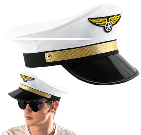 Cosplay Piloten-Hut - Mütze für erwachsene Flugkapitäne, Marinepiloten und Flugzeugfans, Geeignet für Rollenspiele, Halloween-Kostüme und Partys | Realistisches Design für Veranstaltungen, Kostümparty
