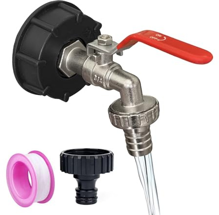 Grifo IBC con conector de 3/4 pulgadas, adaptador IBC S60x6 tanque de agua IBC, accesorio para tanque de agua de 1000 L, grifo de jardín de 3/4 pulgadas
