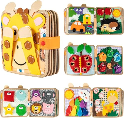 Y.H BLISSHAVEN Montessori Busy Book for Toddlers Ages 1-4 – 20-in-1 Educational Sensory Learning Toy, Interactive Quiet Activity Book for Fine Motor Skills, Preschool Travel Toy(Fawn Books)