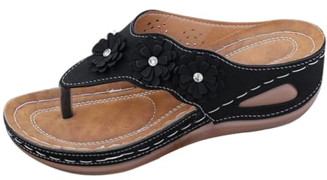 Zapato de mujer de verano elegante y cómodo, tacón de cuña, zapatillas para mujer, cómodas, talla 38, zapatillas de flor Strass, zapatillas de punta abierta, transpirables, zapatillas exteriores