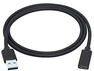 CERRXIAN USB 3.0 Type A Male to USB 3.0 Type C Female Connector Converter Adapter (Black) (3ft)