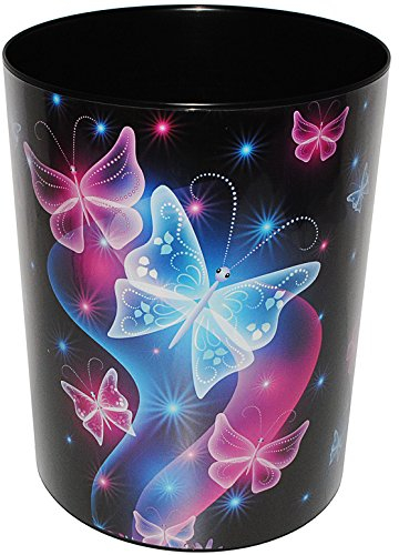 alles-meine.de GmbH Papierkorb/Behälter - Schmetterlinge & Blumen - aus Kunststoff - Mülleimer/Eimer - Aufbewahrungsbox für Kinder/Büro - Mädchen & Jungen - Abfalleimer..