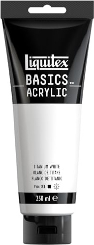 LIQUITEX 88700229 Basics Acrylic Paint, Titanium White, 250 ml Tube