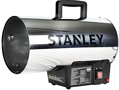 Stanley Propane Garage Heater, Shop Heater - 60,000 BTU, Portable, Silver, 1,500 sq ft Coverage, Easy Ignition, Long Hose
