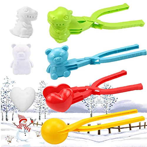 YeahBoom 4 Stück Schneeball Clip,Kunststoff Sandball Schneeball Clip,Schneeball Maker Former,Schneeball Werkzeug Clip,Schneeball Maker Spielzeug für Kinder Weihnachten Outdoor Winter Schnee Spielzeug
